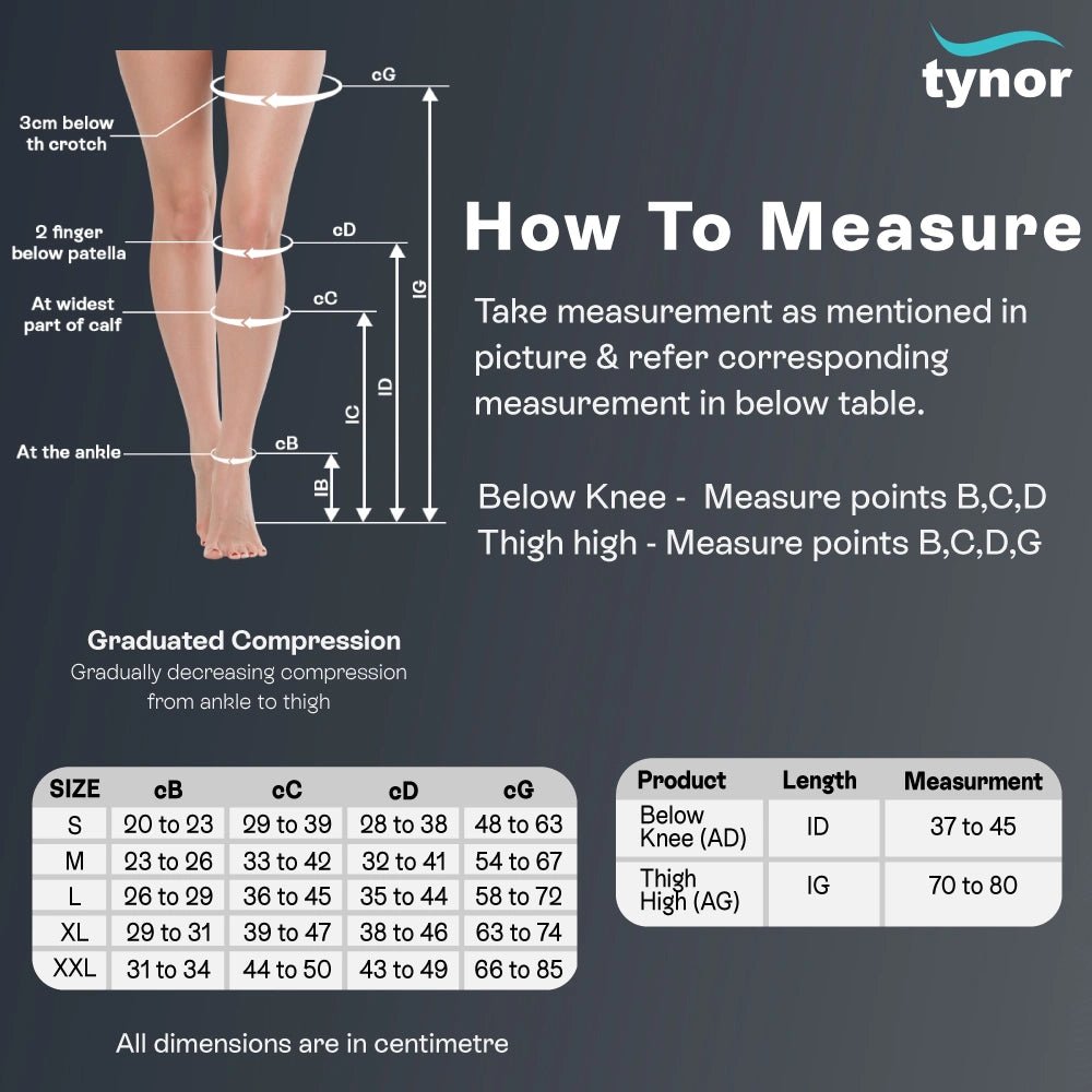 TYNOR MEDICAL COMPRESSION STOCKINGS THIGH HIGH - Image 2